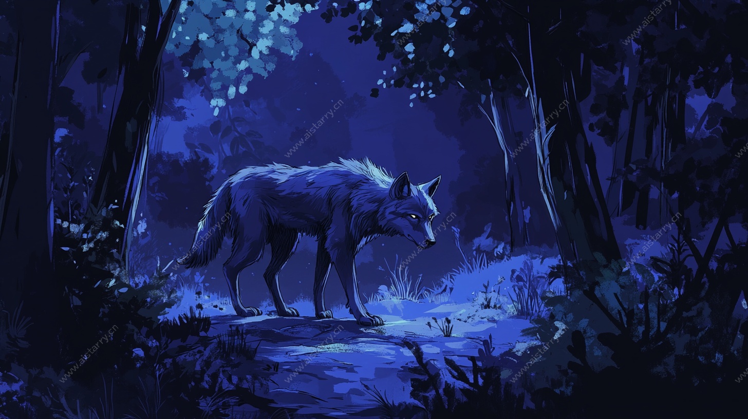 月夜孤狼森林行