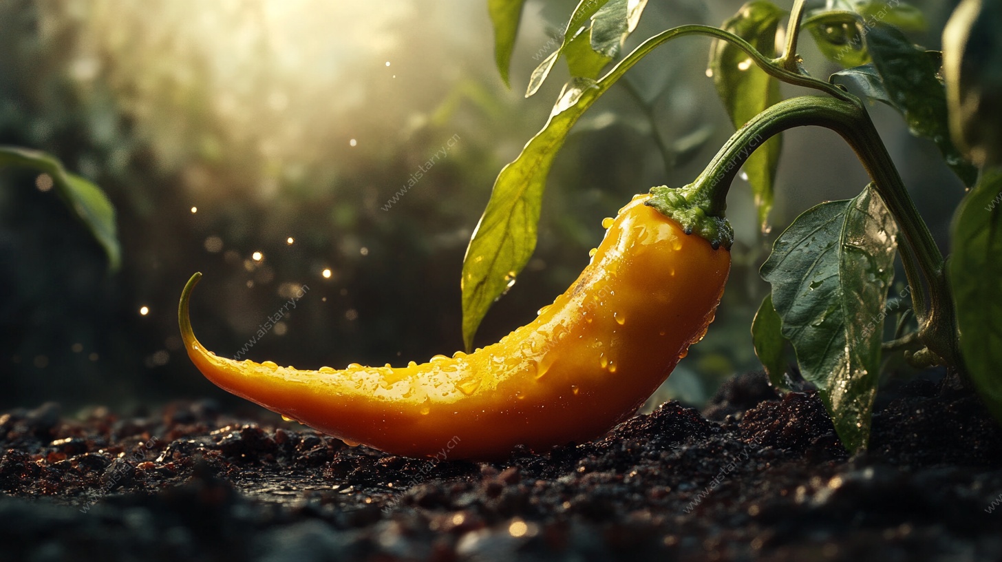 阳光下的金黄辣椒