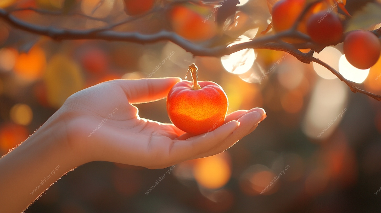 手中的秋日红苹果