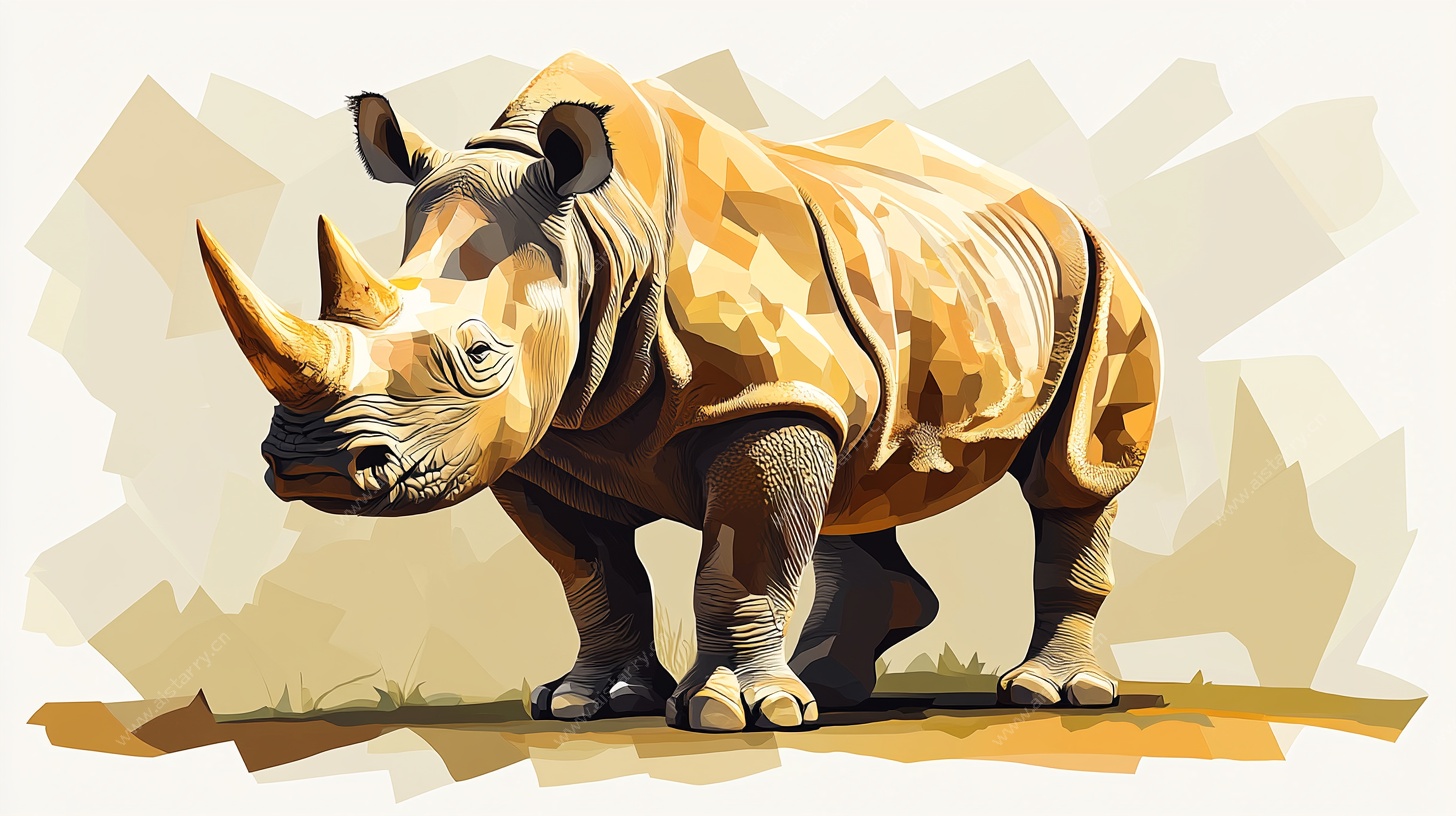 几何风格犀牛插画