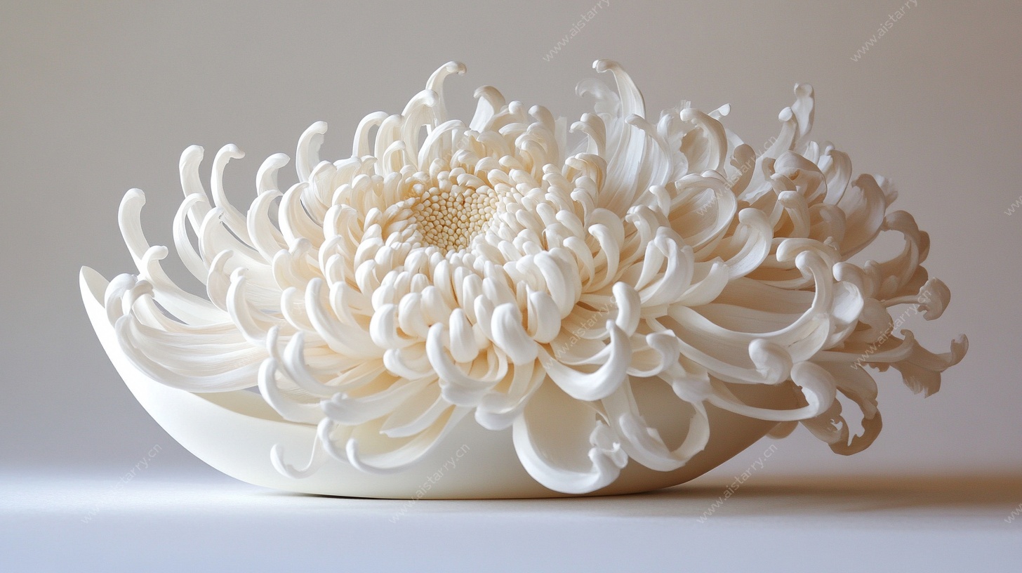 白色陶瓷菊花艺术品