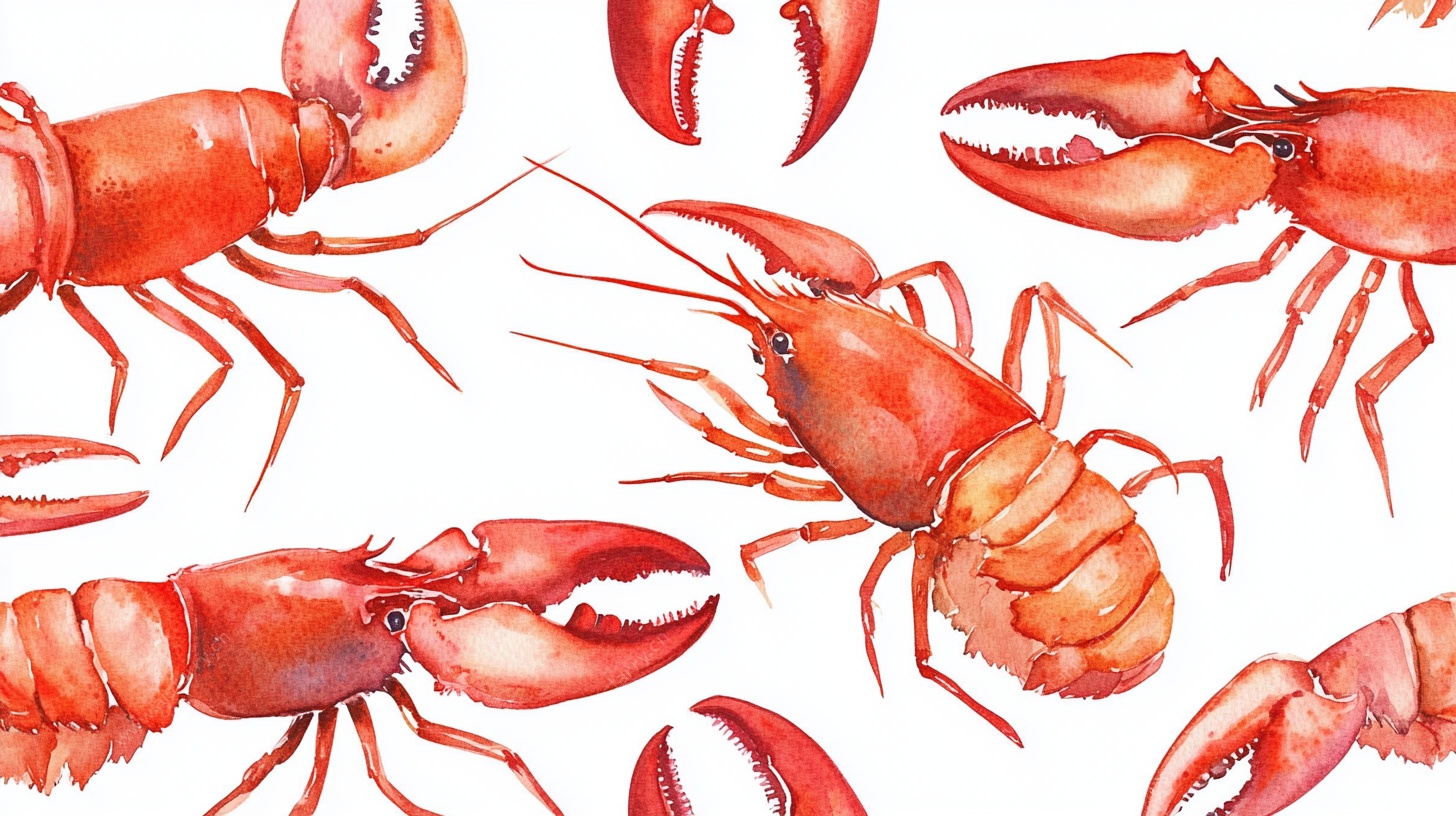 水彩风小龙虾图案背景图