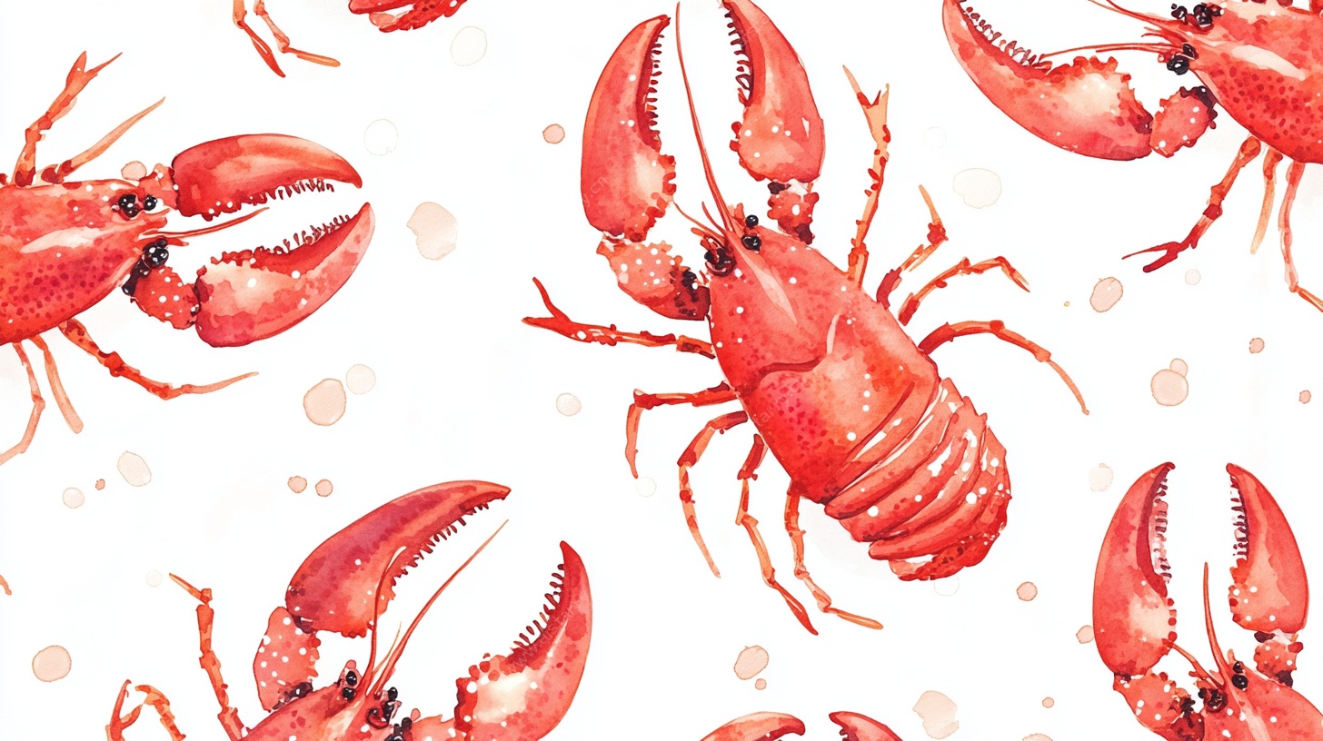 水彩风小龙虾图案设计