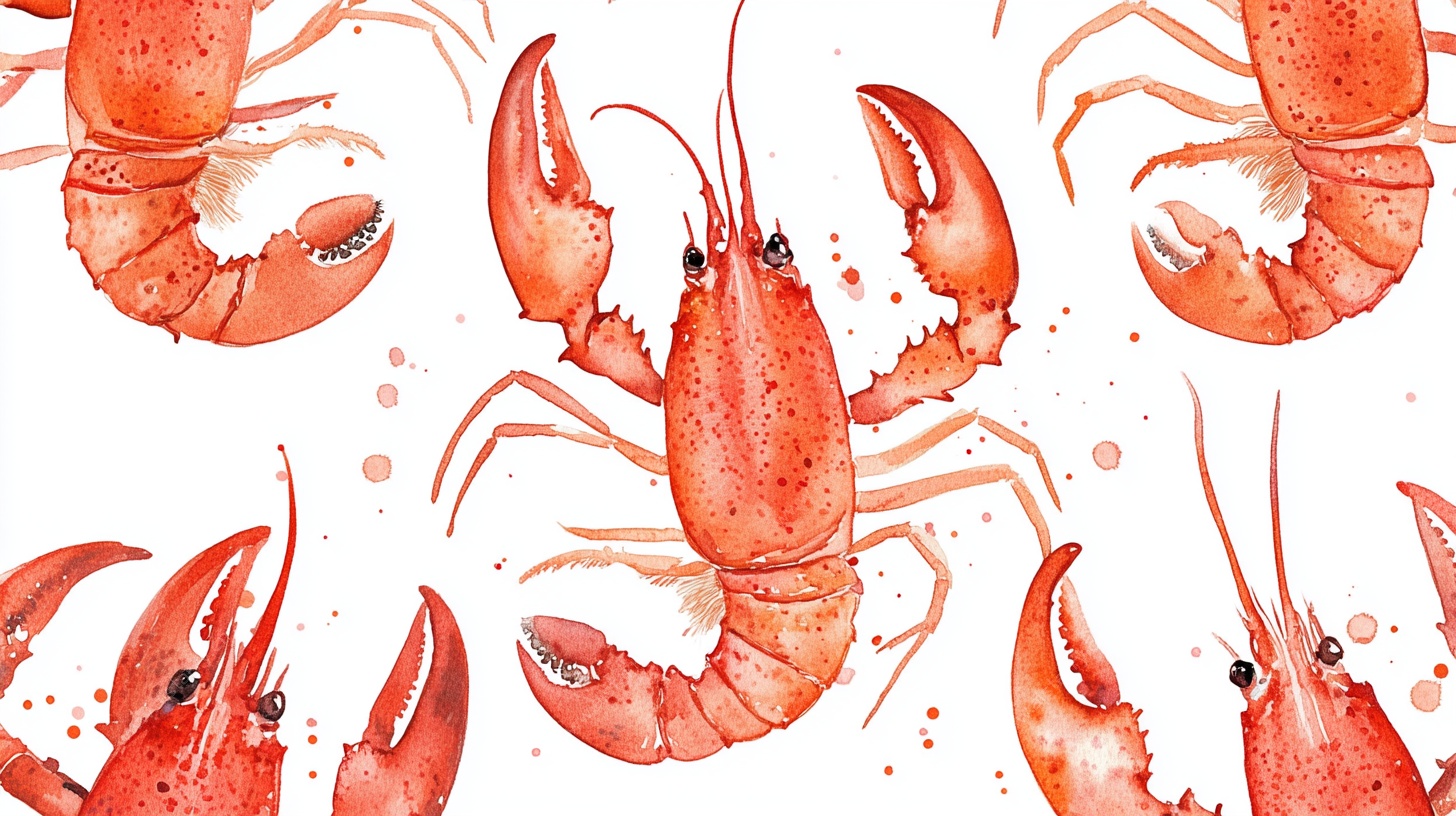 水彩风格小龙虾图案背景