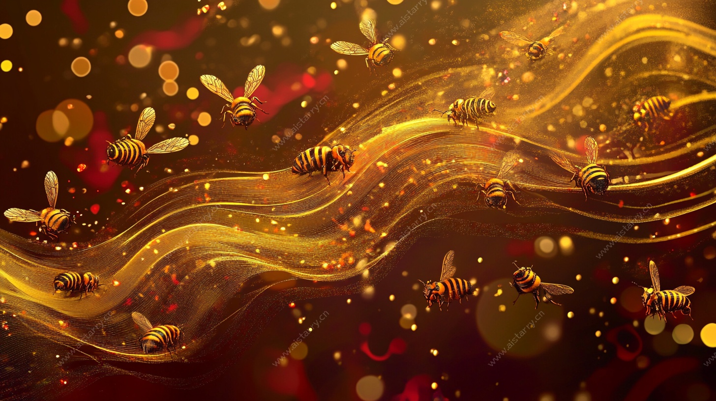 金色蜂群梦幻背景图
