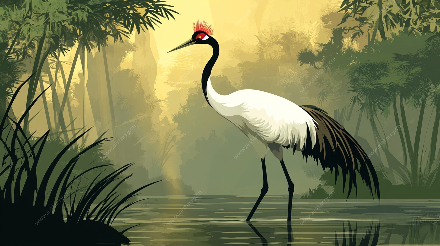 湿地中的丹顶鹤