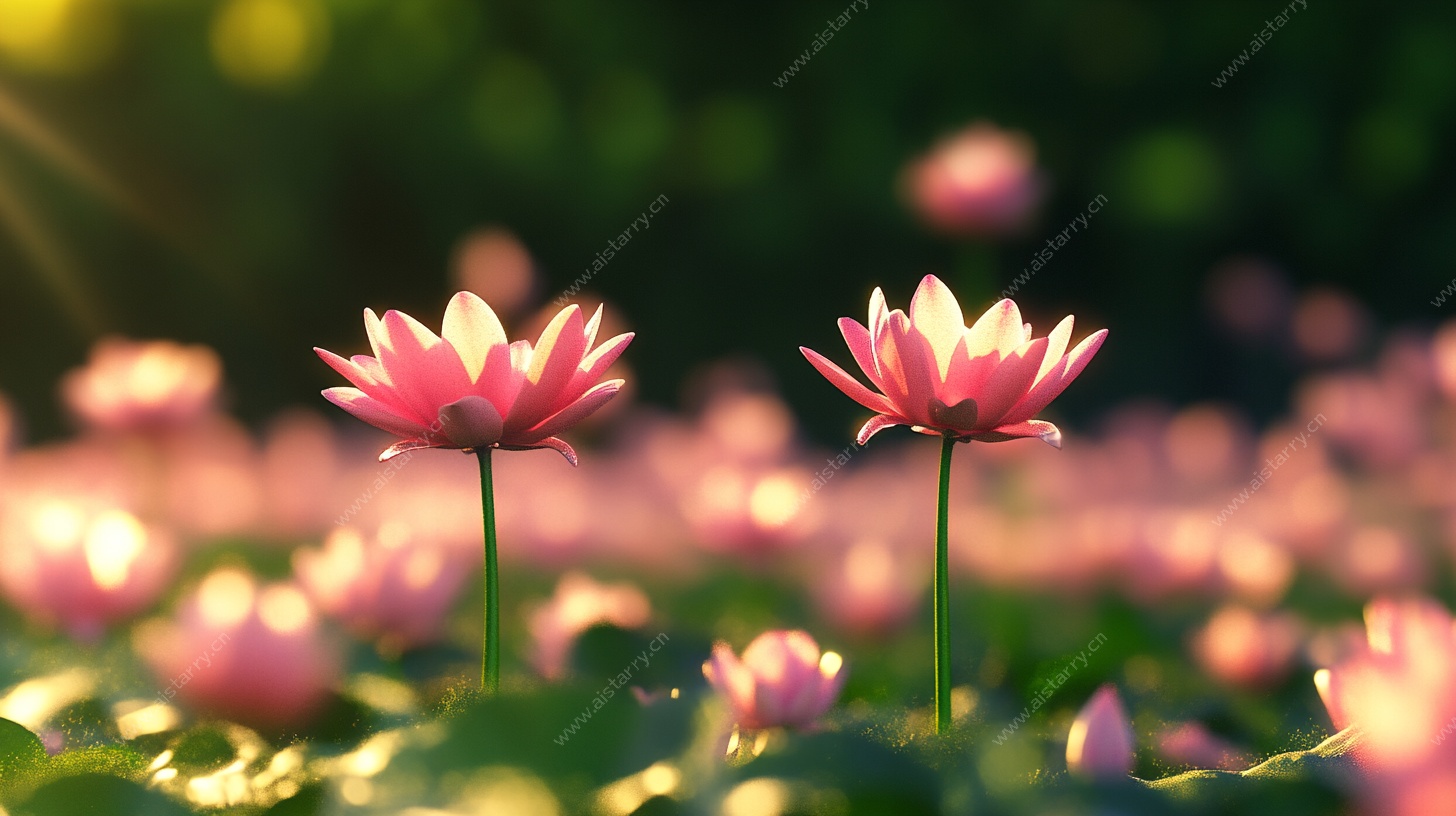 粉色睡莲绽放美景