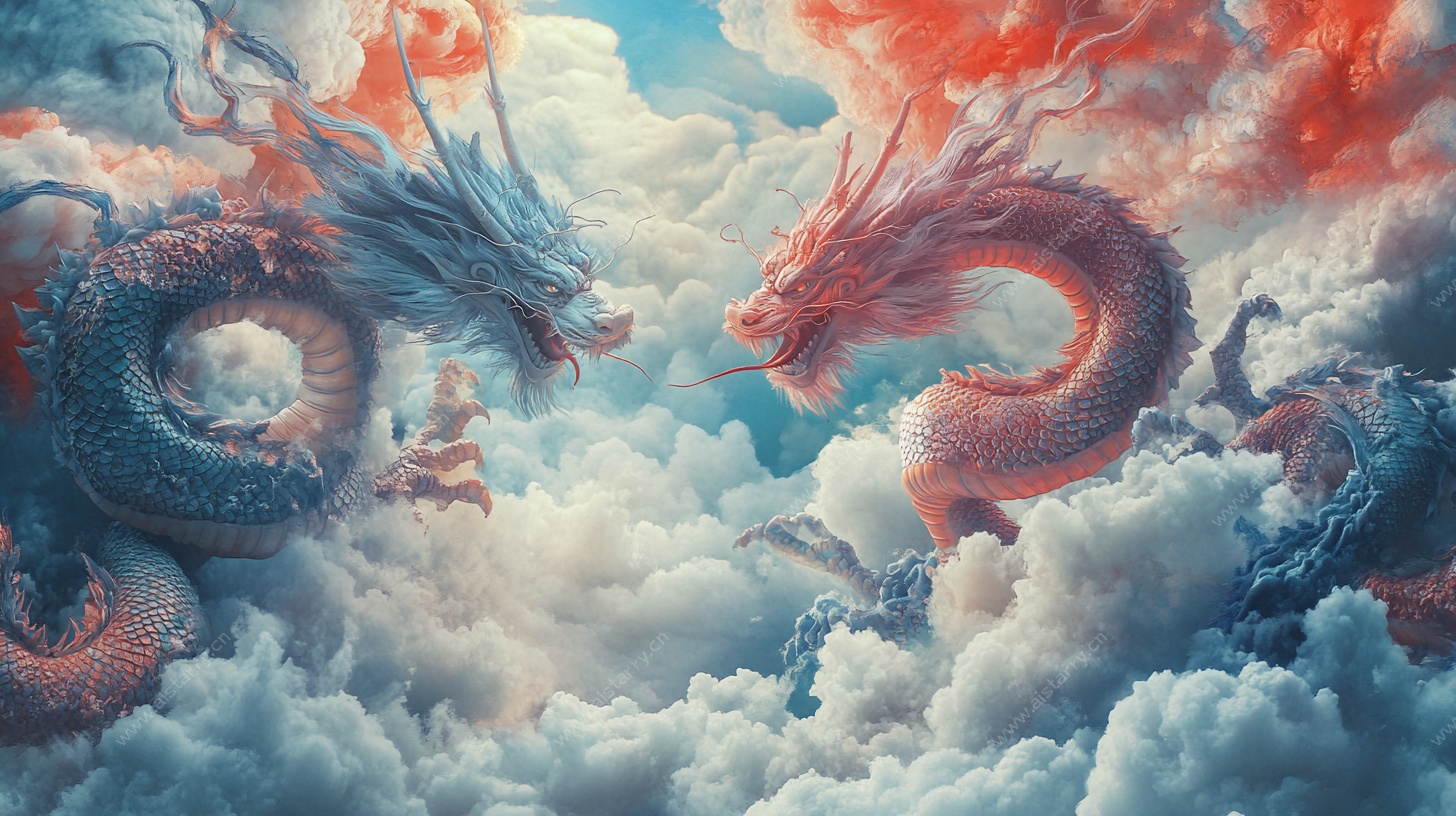 双生龙云海对峙奇幻图景