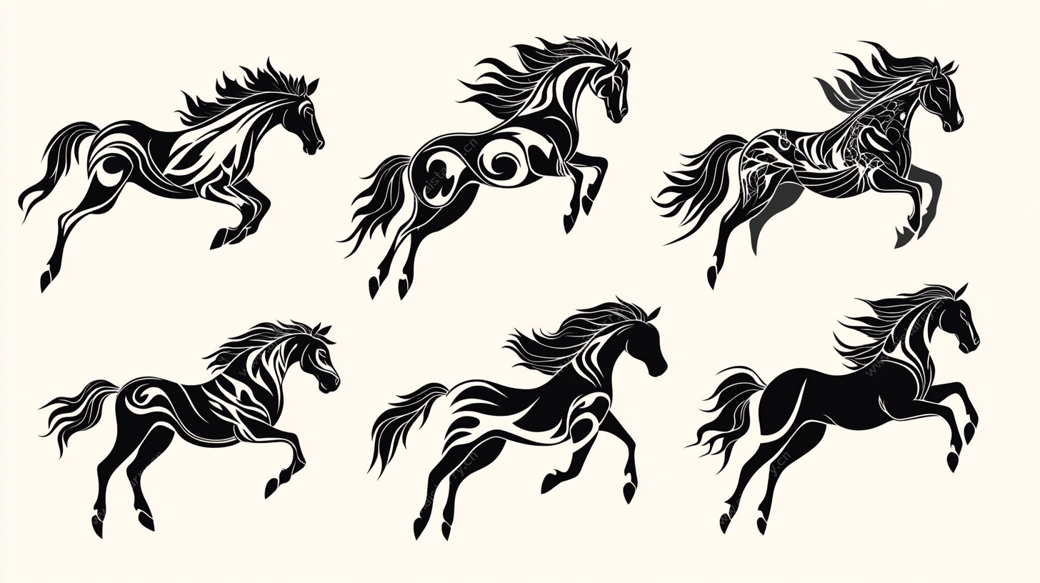 奔跑的抽象艺术骏马图案