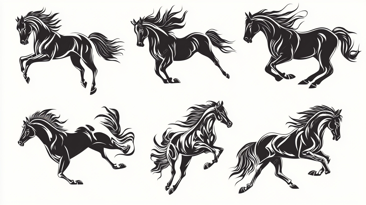 奔跑骏马剪影图案