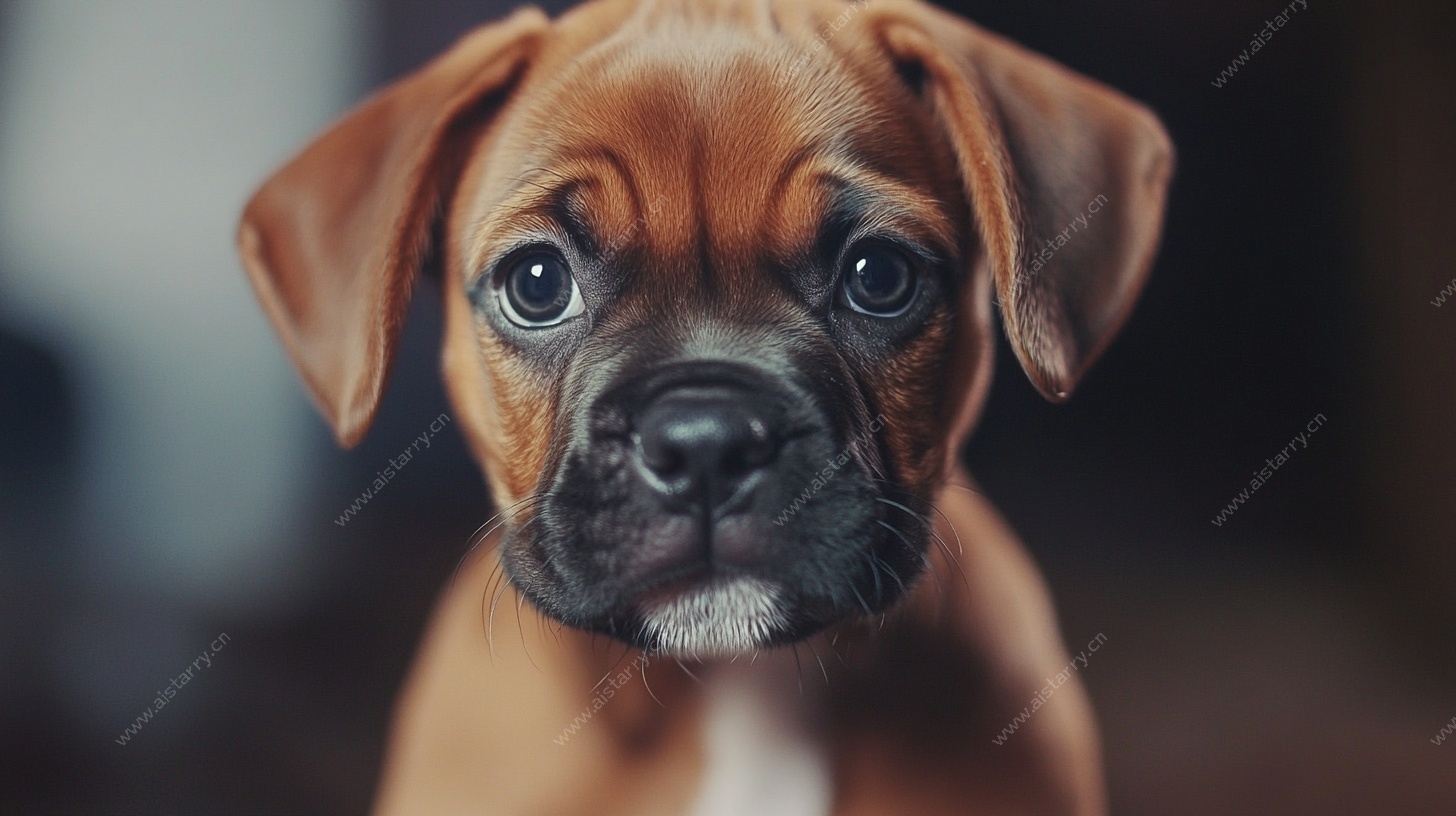 可爱拳击犬幼犬特写