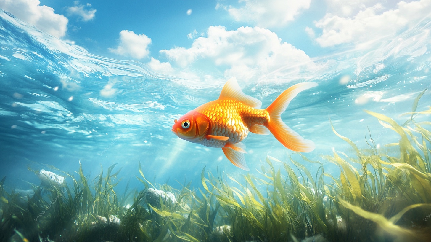 水中畅游的美丽金鱼