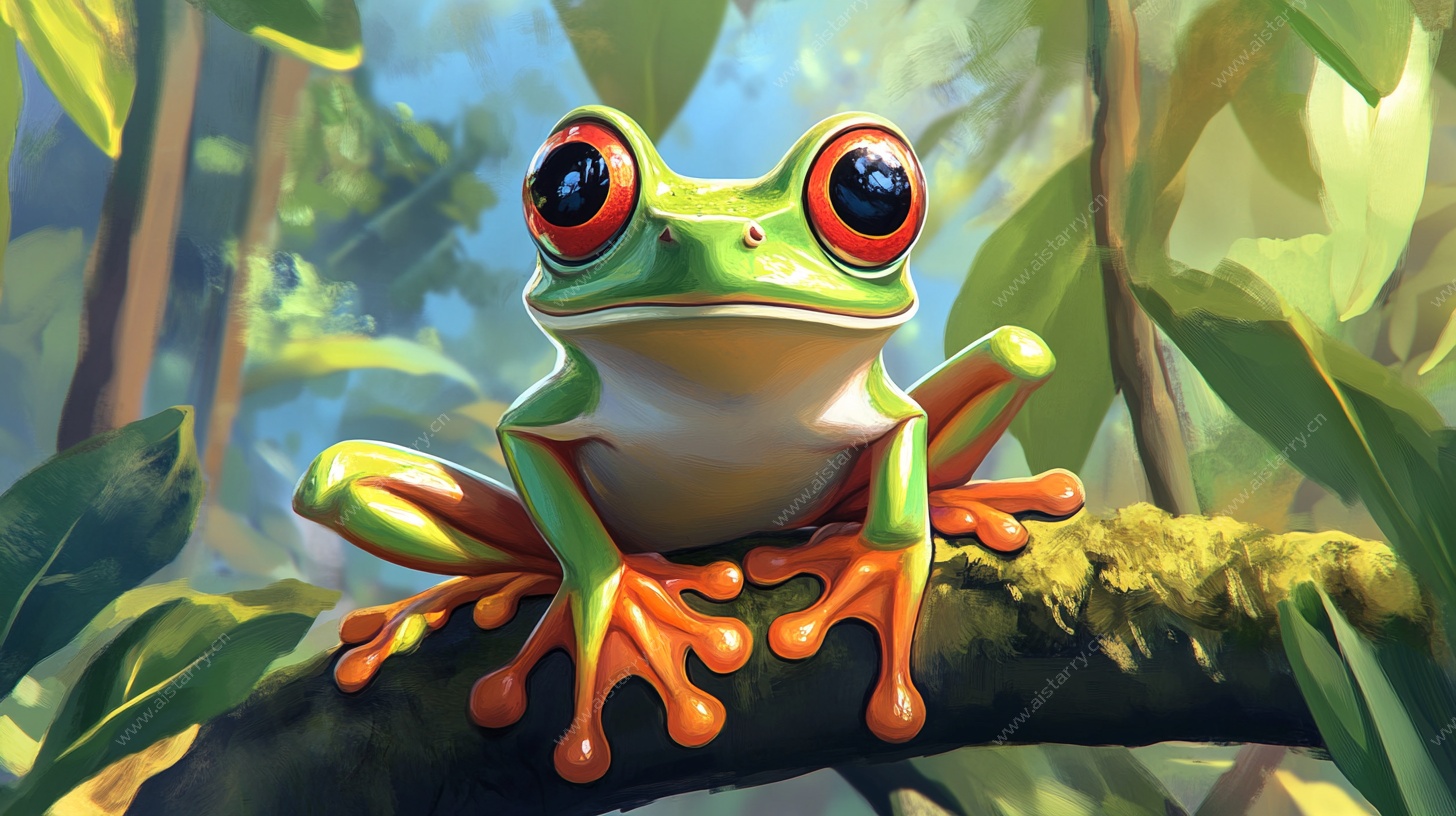 树枝上的大眼青蛙