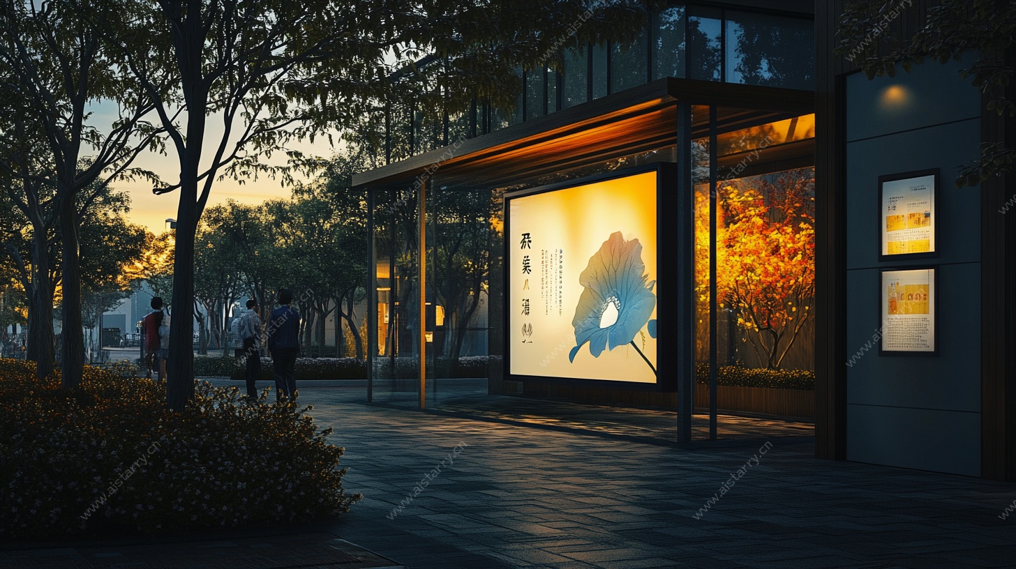 黄昏下的公交站艺术画面