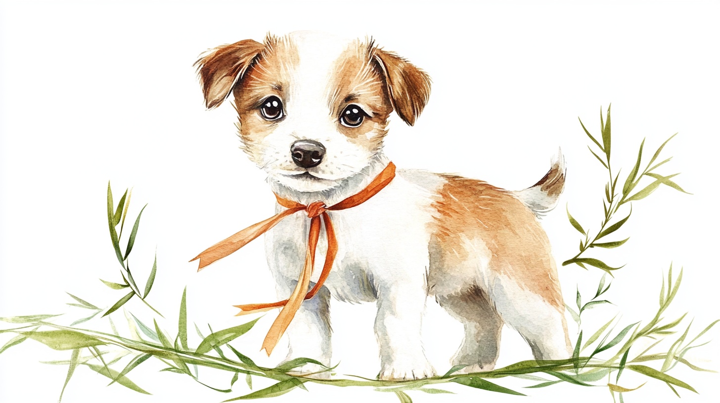 水彩风小狗插画