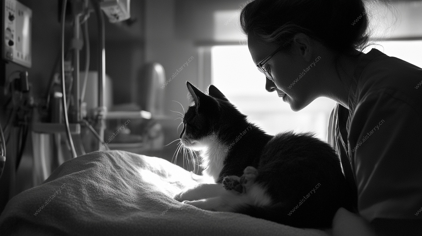 病房中人与猫的温馨时刻
