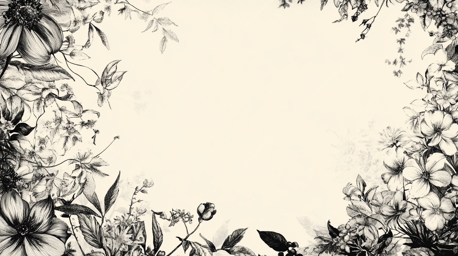 黑白花卉边框背景图