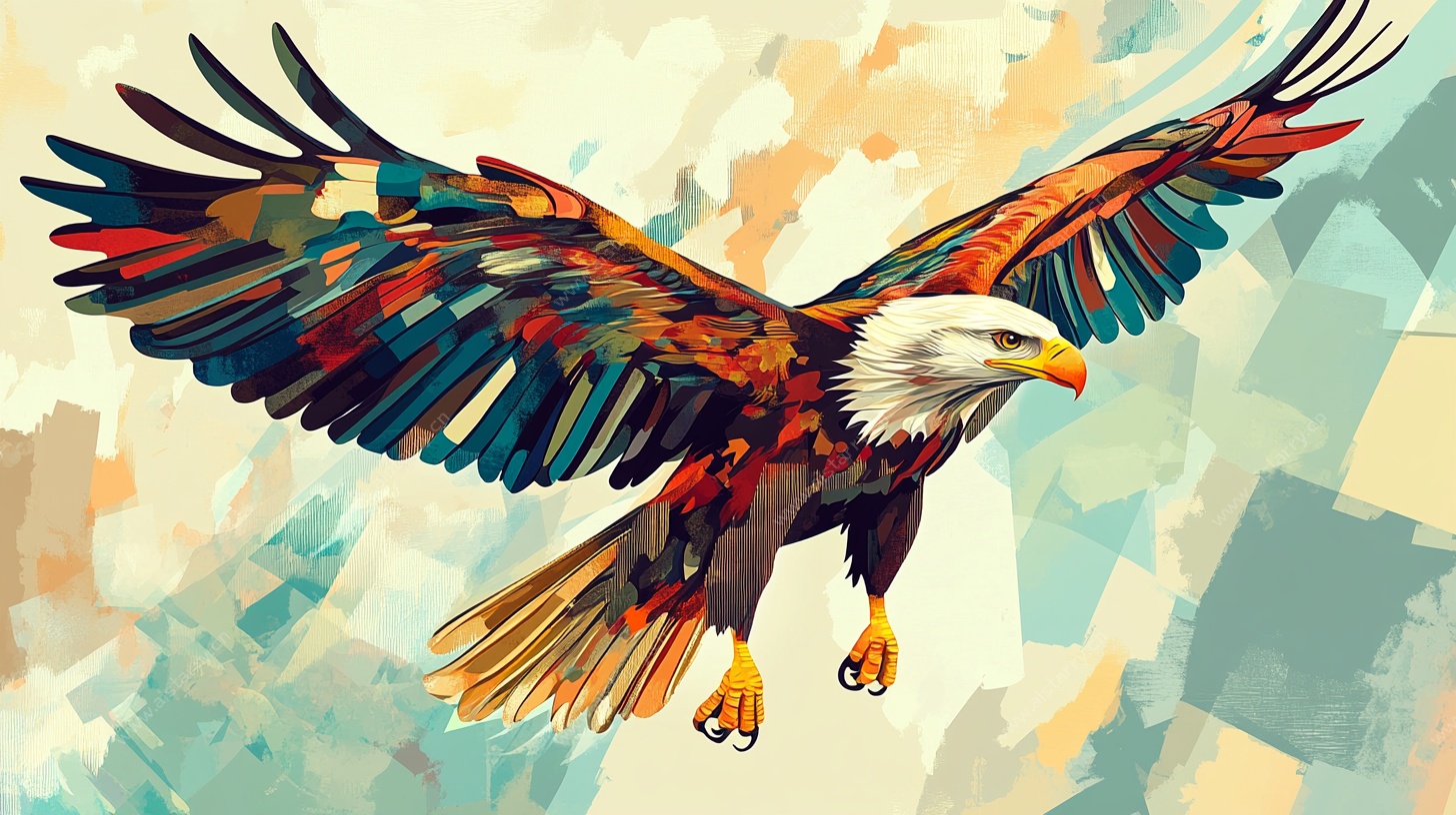 抽象风格展翅雄鹰插画