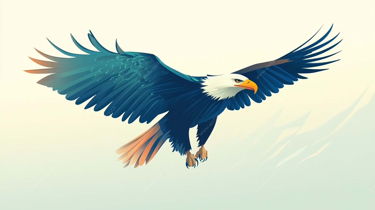 展翅翱翔的白头海雕