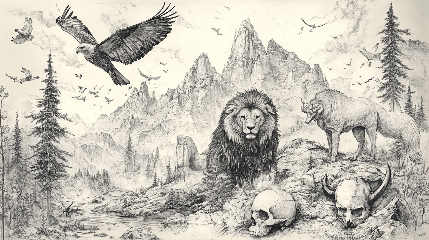 山林间的野性动物图景