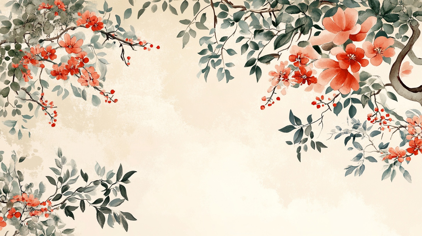 中式花卉背景图
