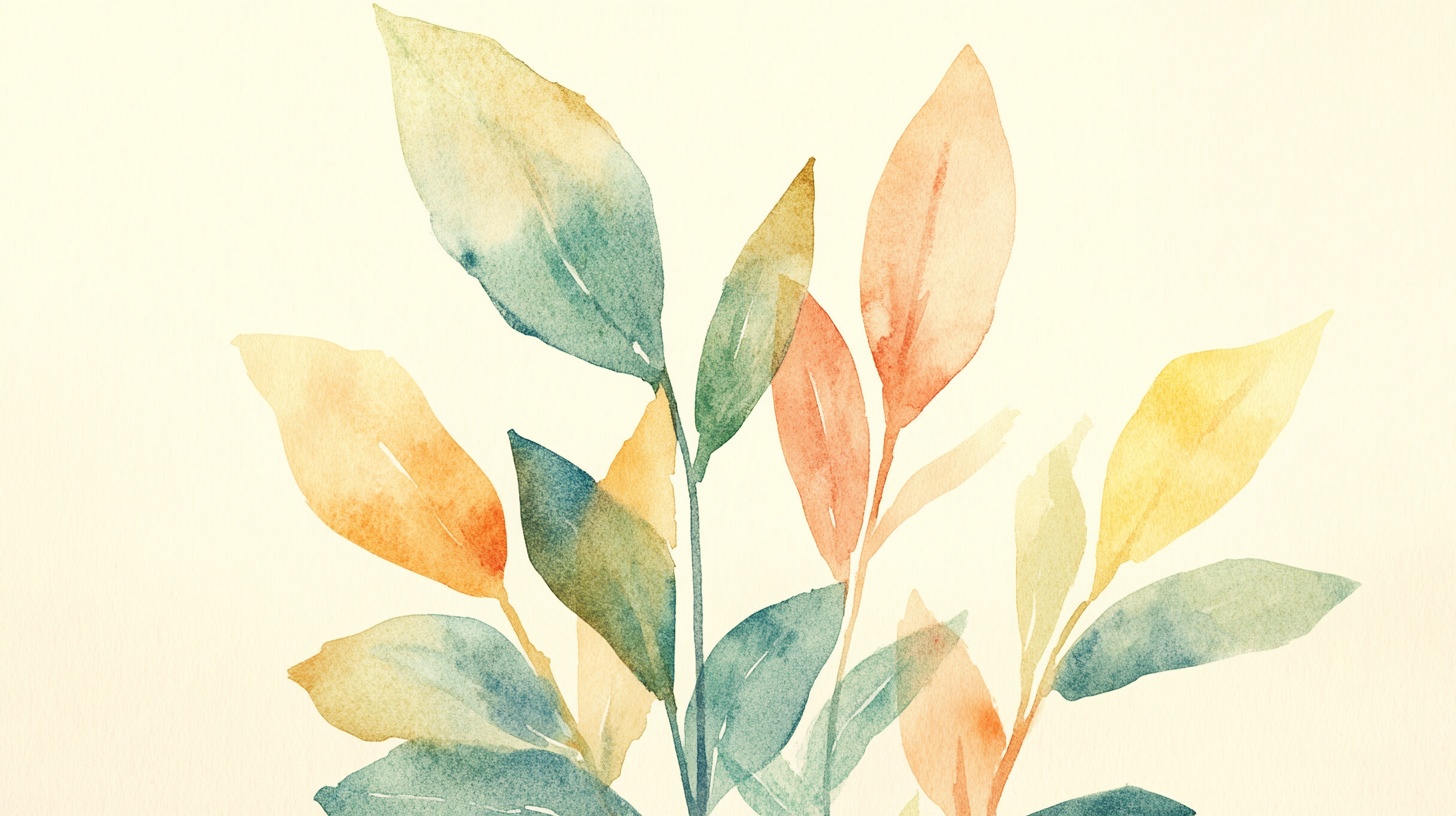 水彩绘植物叶片插画