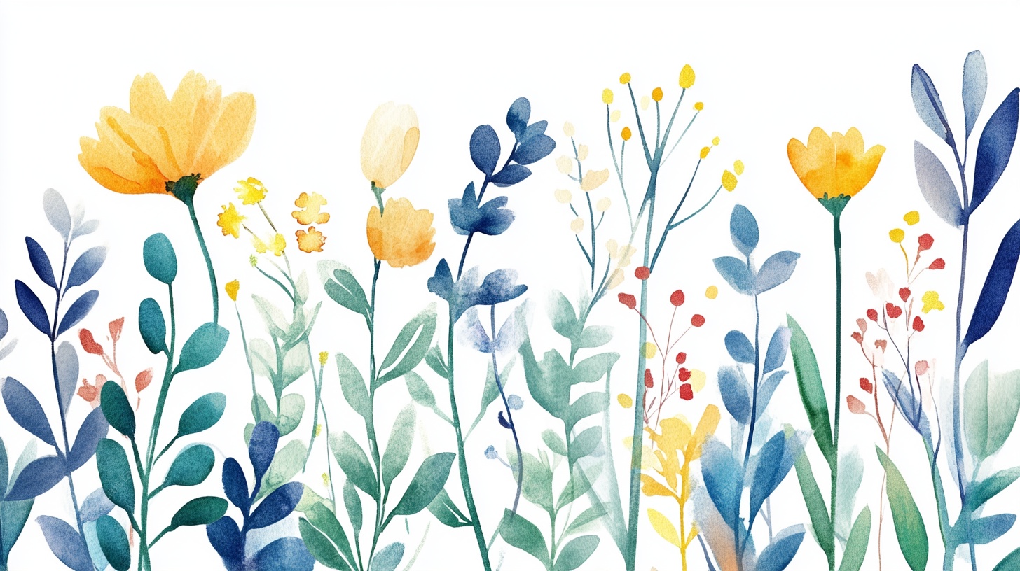 水彩花卉边框插画