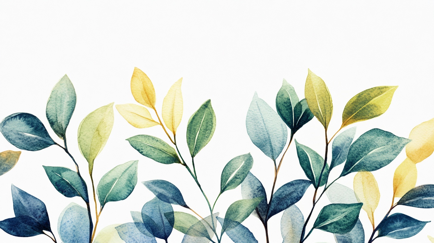 水彩风绿叶装饰图案