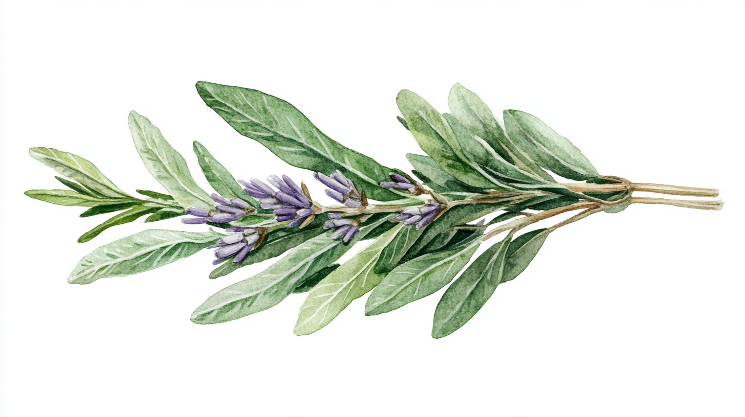 手绘迷迭香植物插画