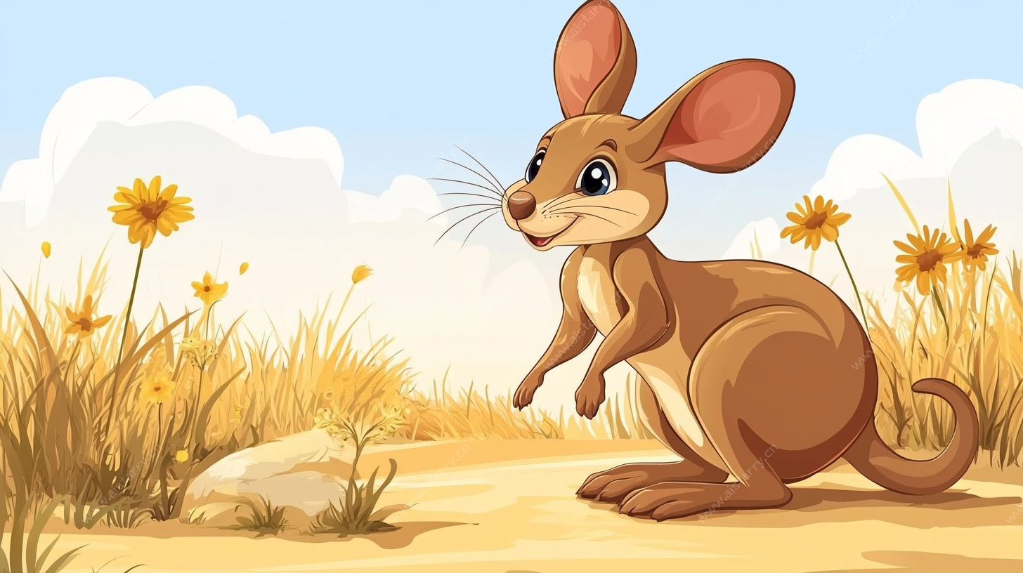 田野中的可爱袋鼠