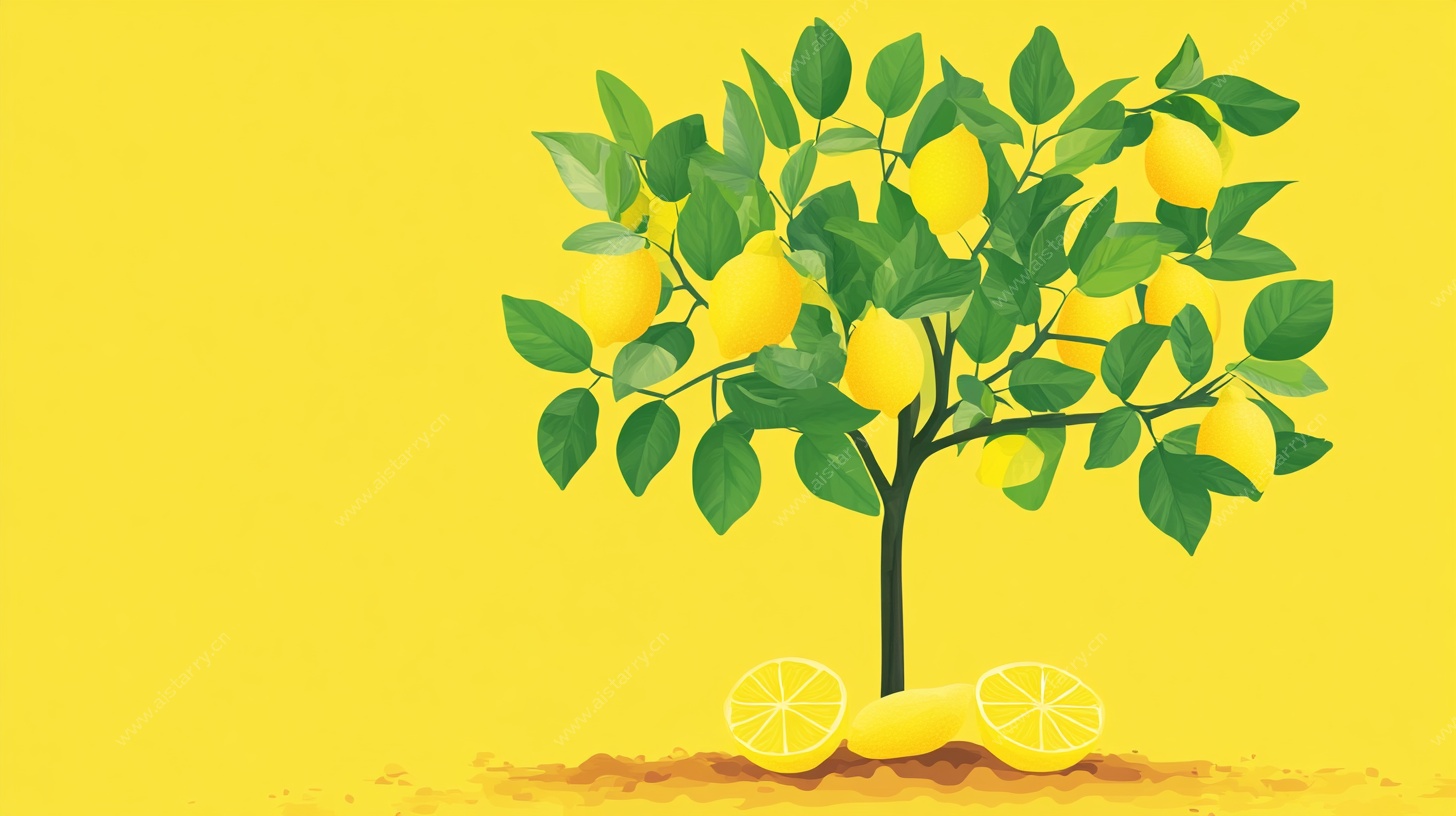 黄色柠檬树插画