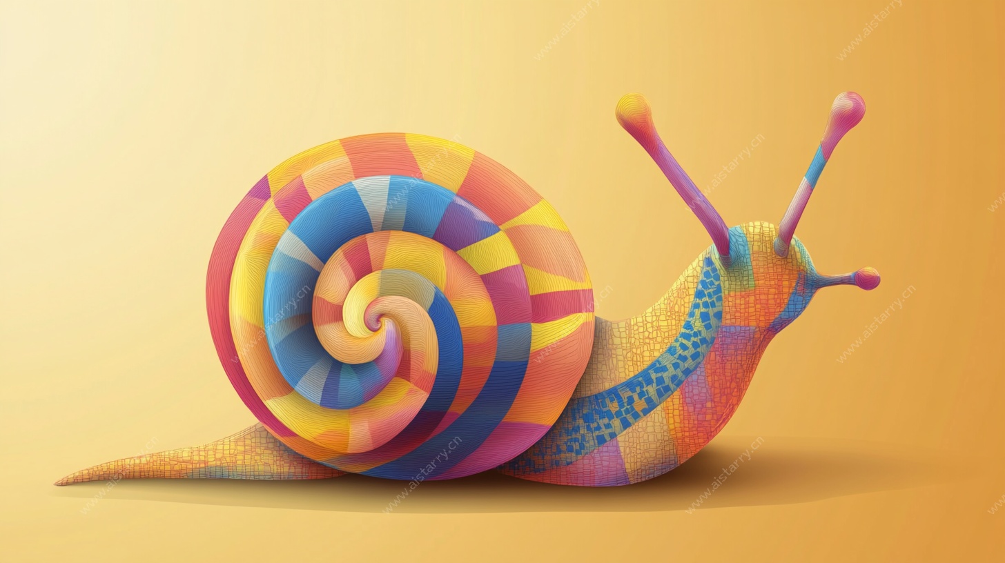 彩色螺旋蜗牛艺术插画