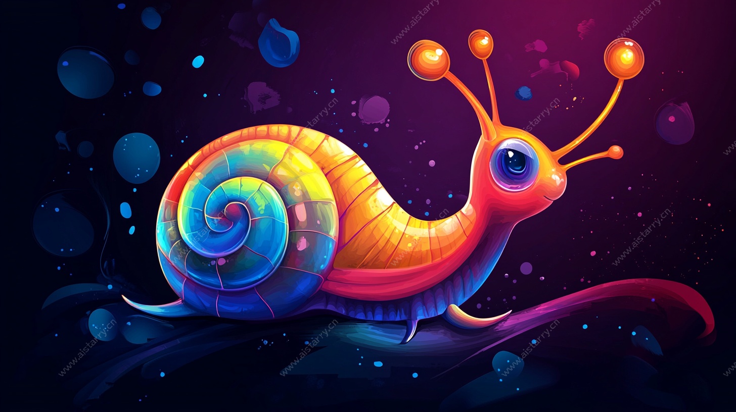 梦幻炫彩蜗牛插画