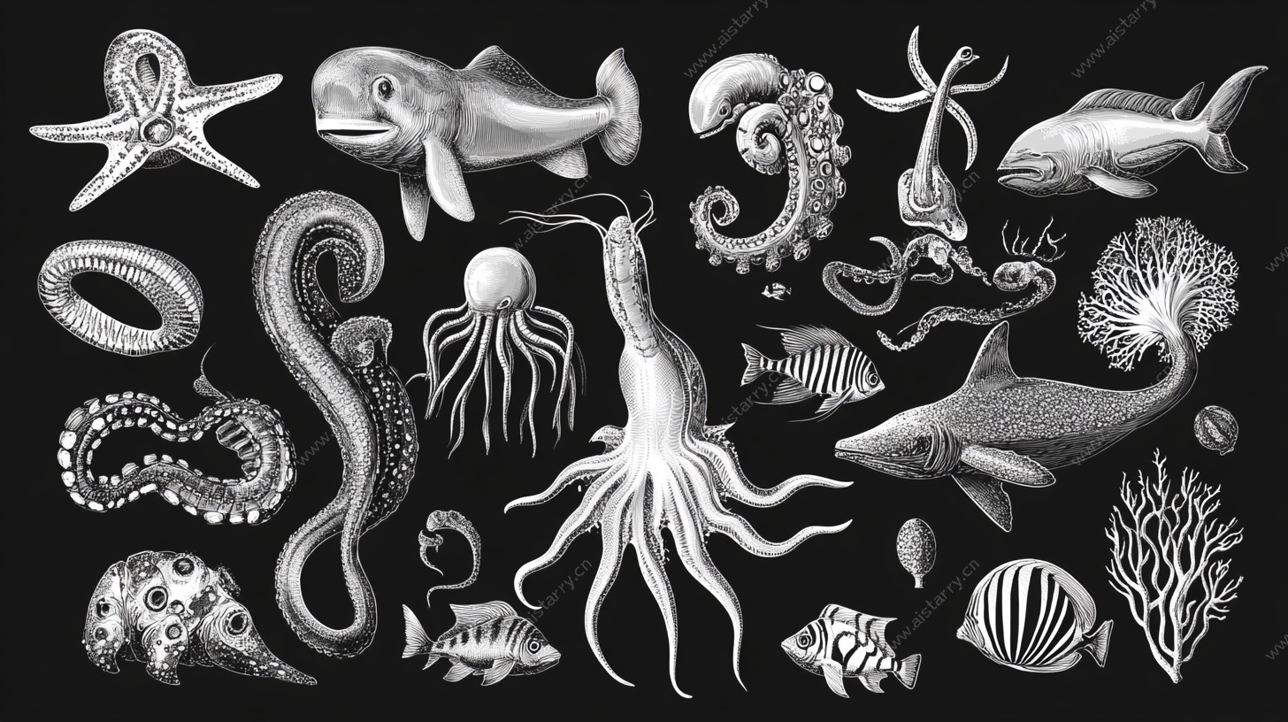 海洋生物手绘集合