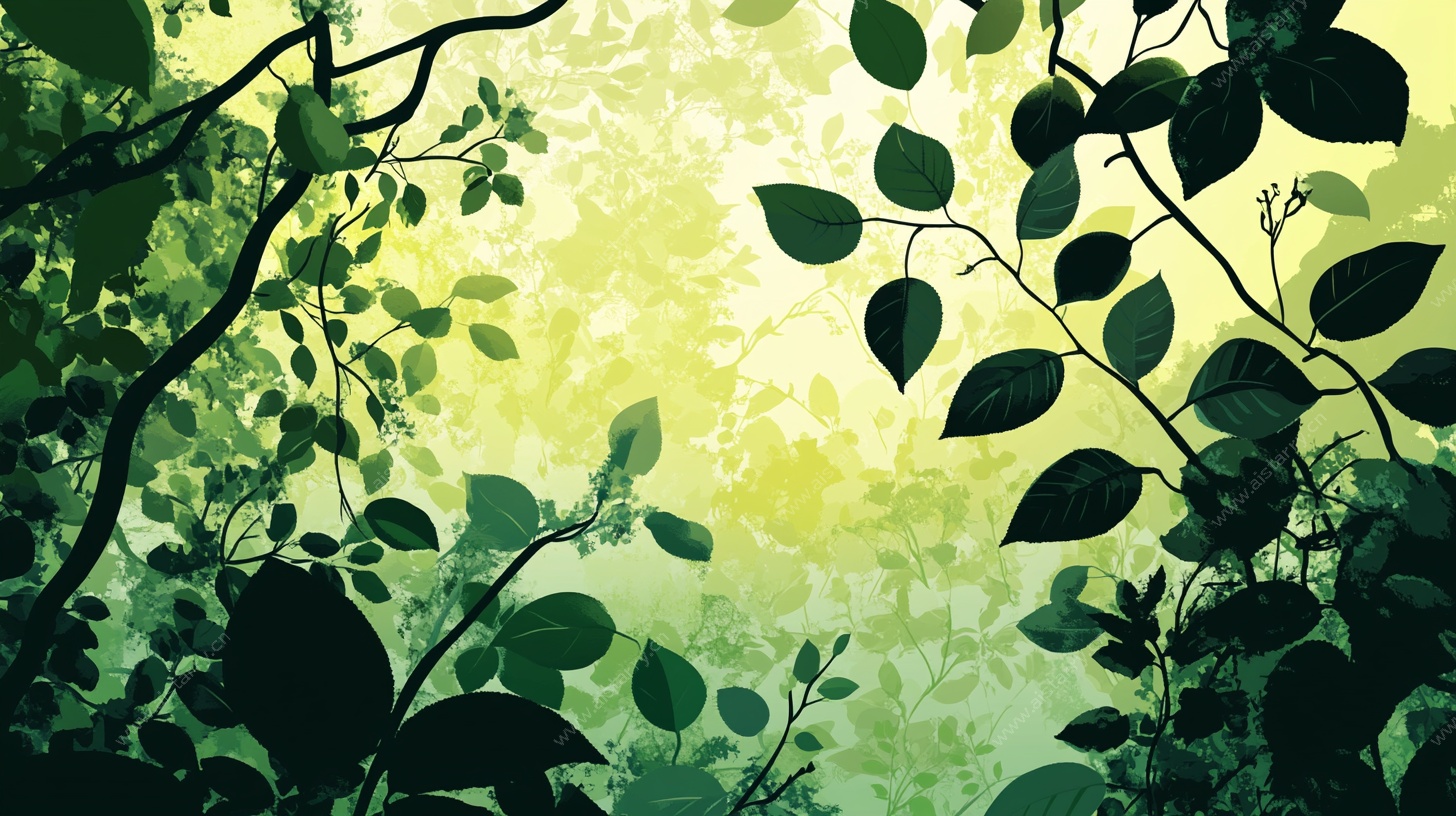 绿叶繁茂的自然风景图