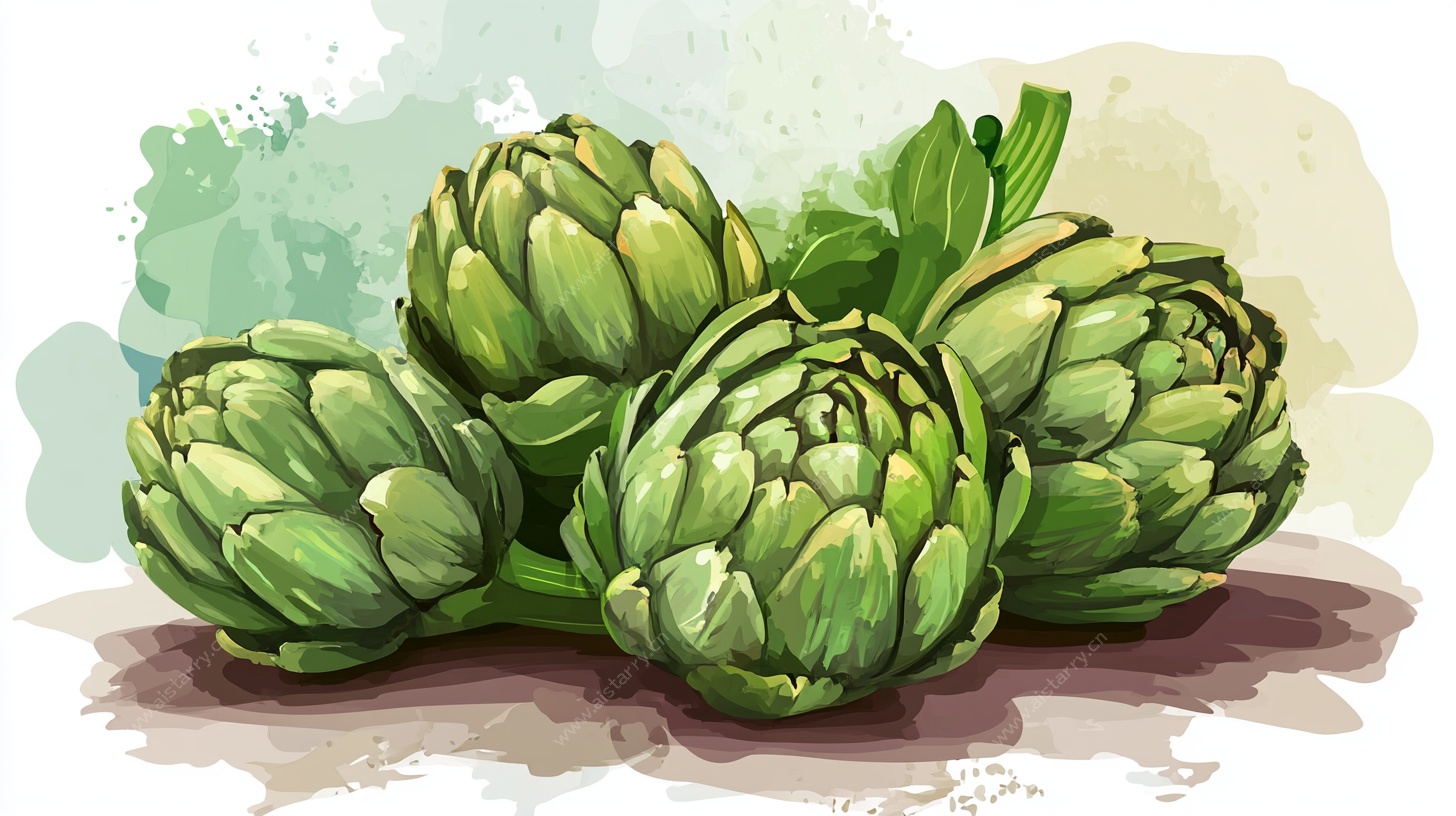 水彩风格洋蓟插画