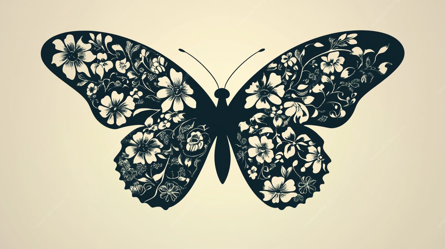 花卉装饰蝴蝶图案设计