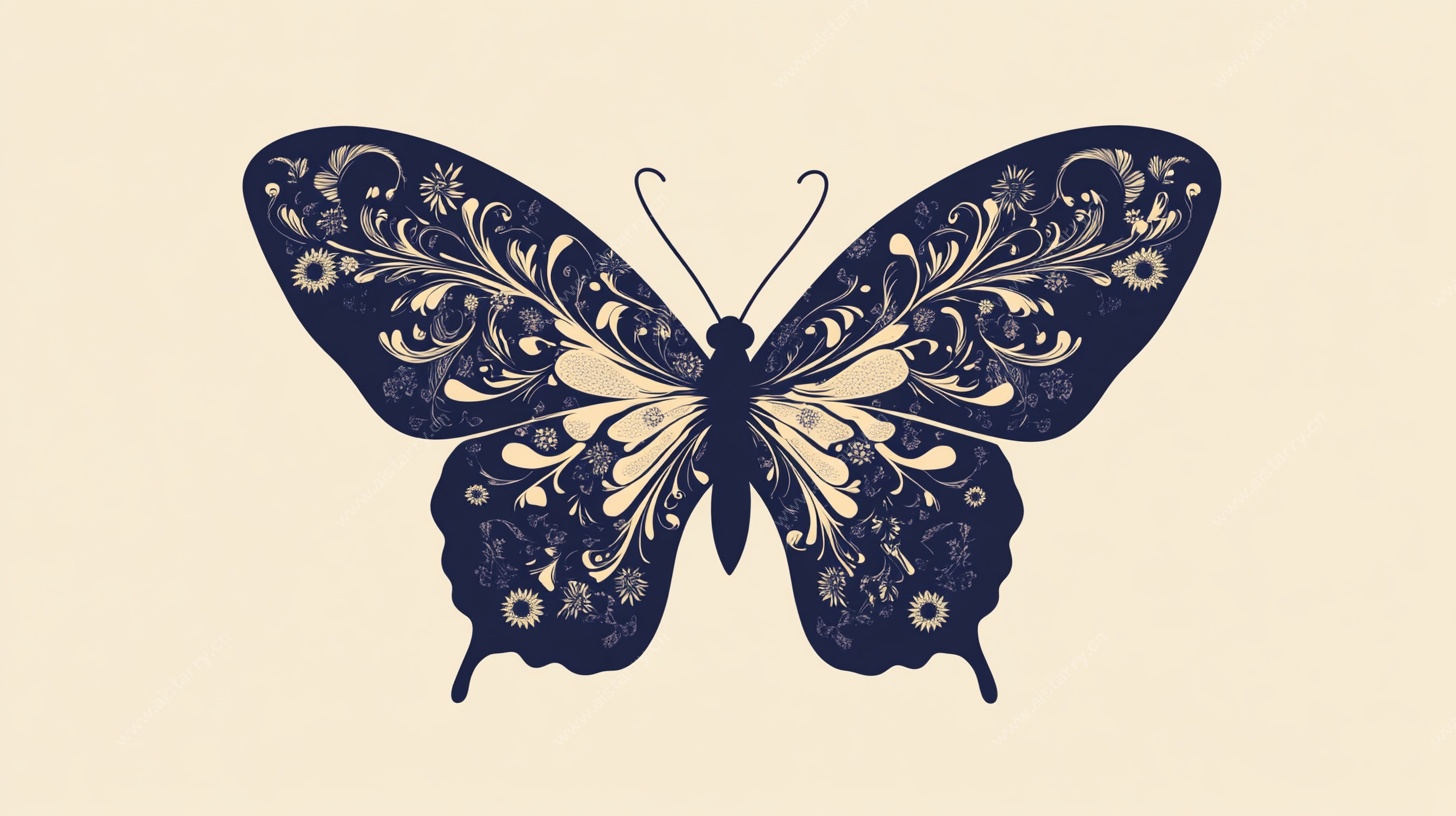 复古花纹蝴蝶图案设计