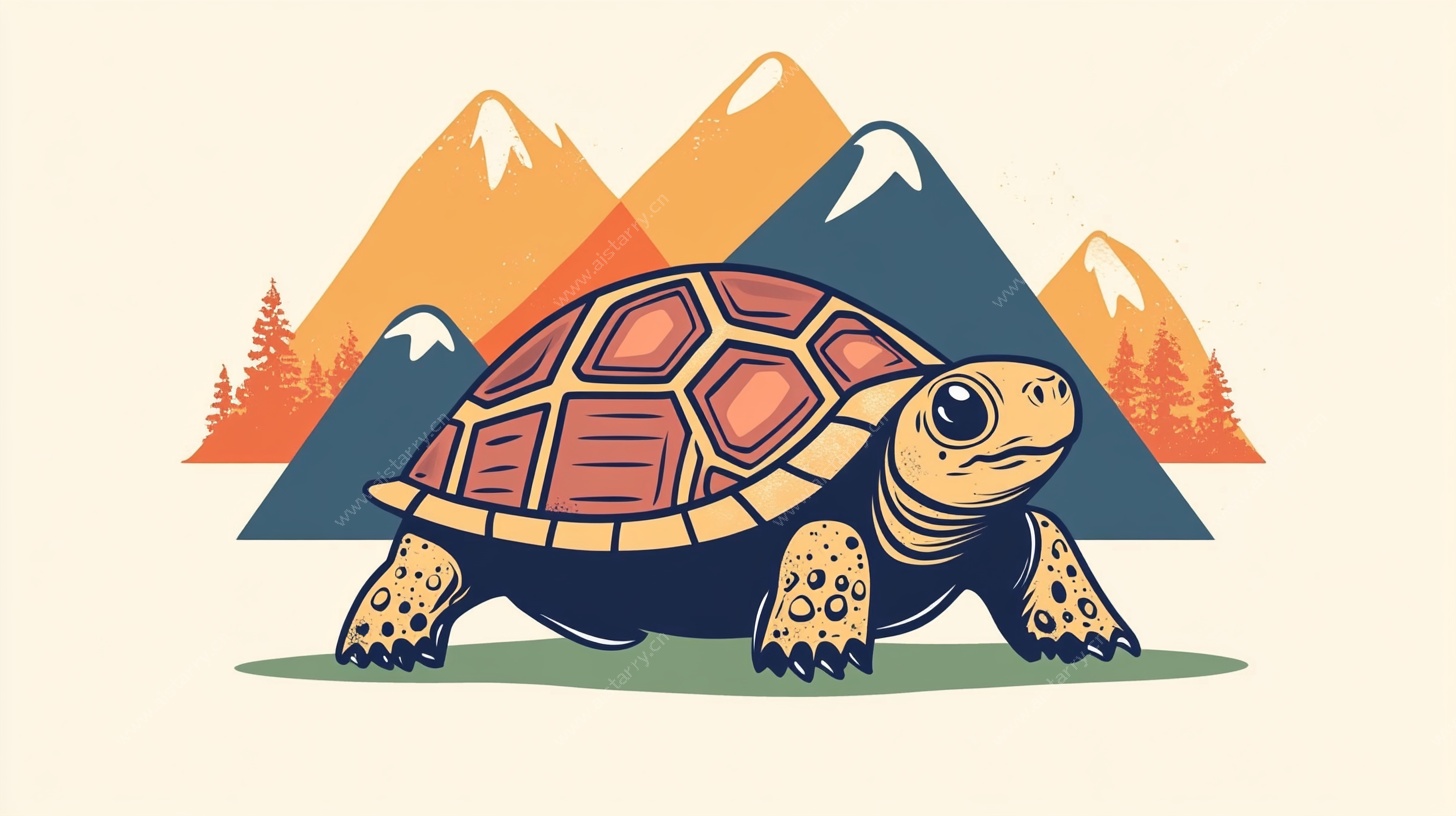 漫步山林的乌龟插画
