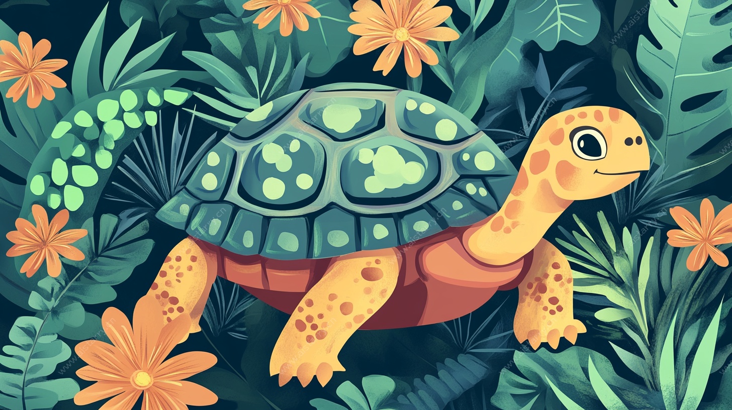 丛林中的可爱乌龟