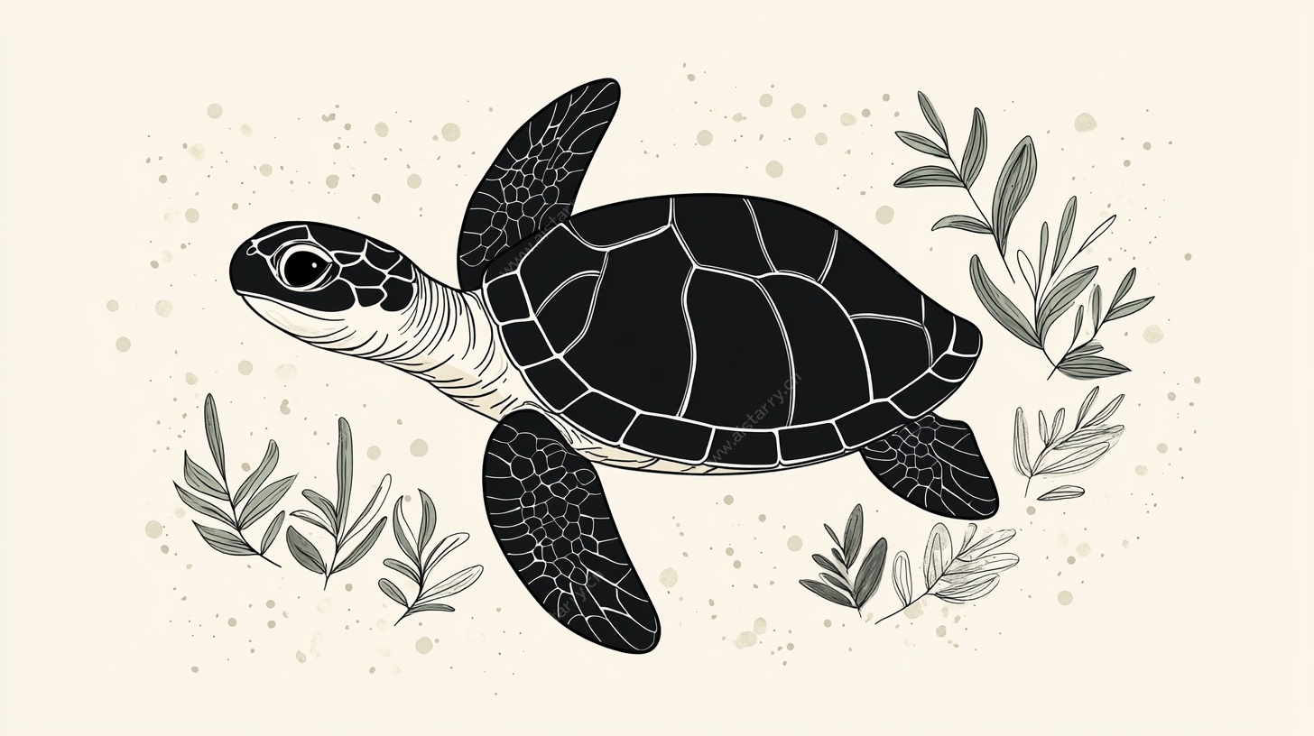 手绘海龟插画