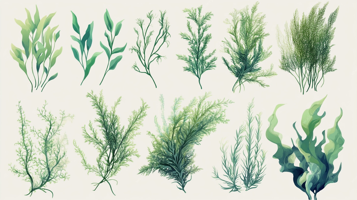 水彩风海草植物素材集