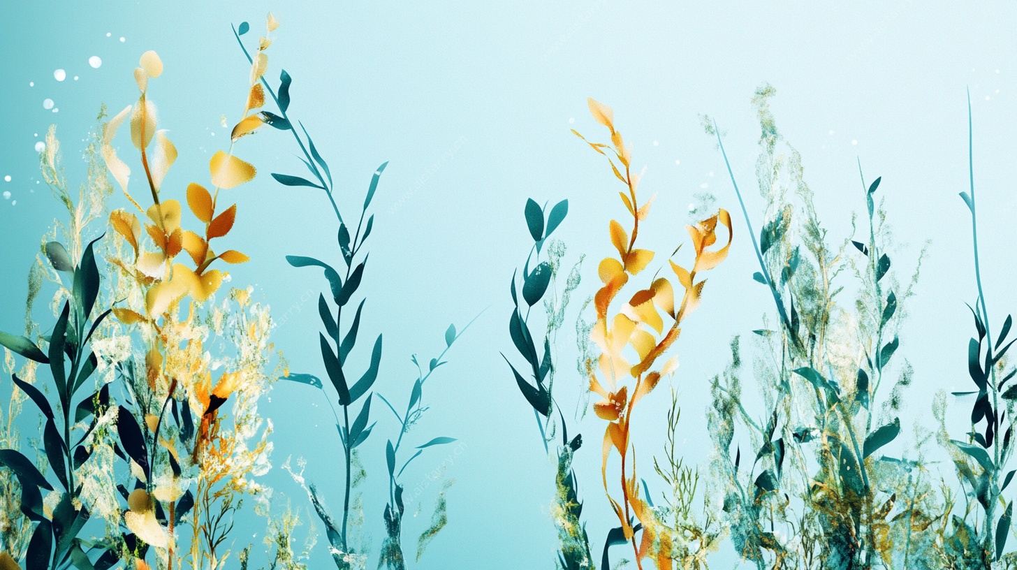 清新手绘植物花卉背景图