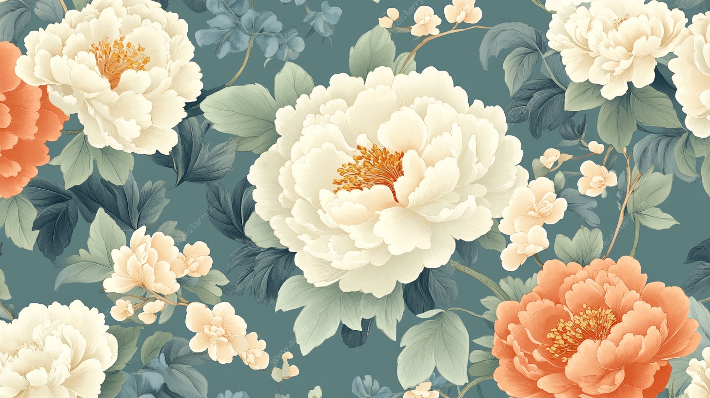 牡丹花卉图案背景图