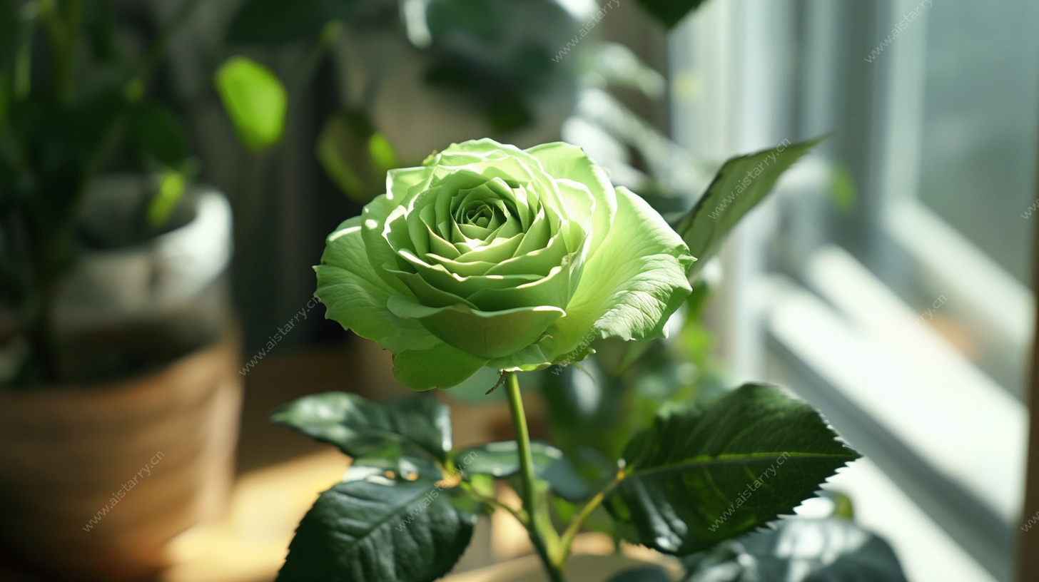 窗前绿玫瑰