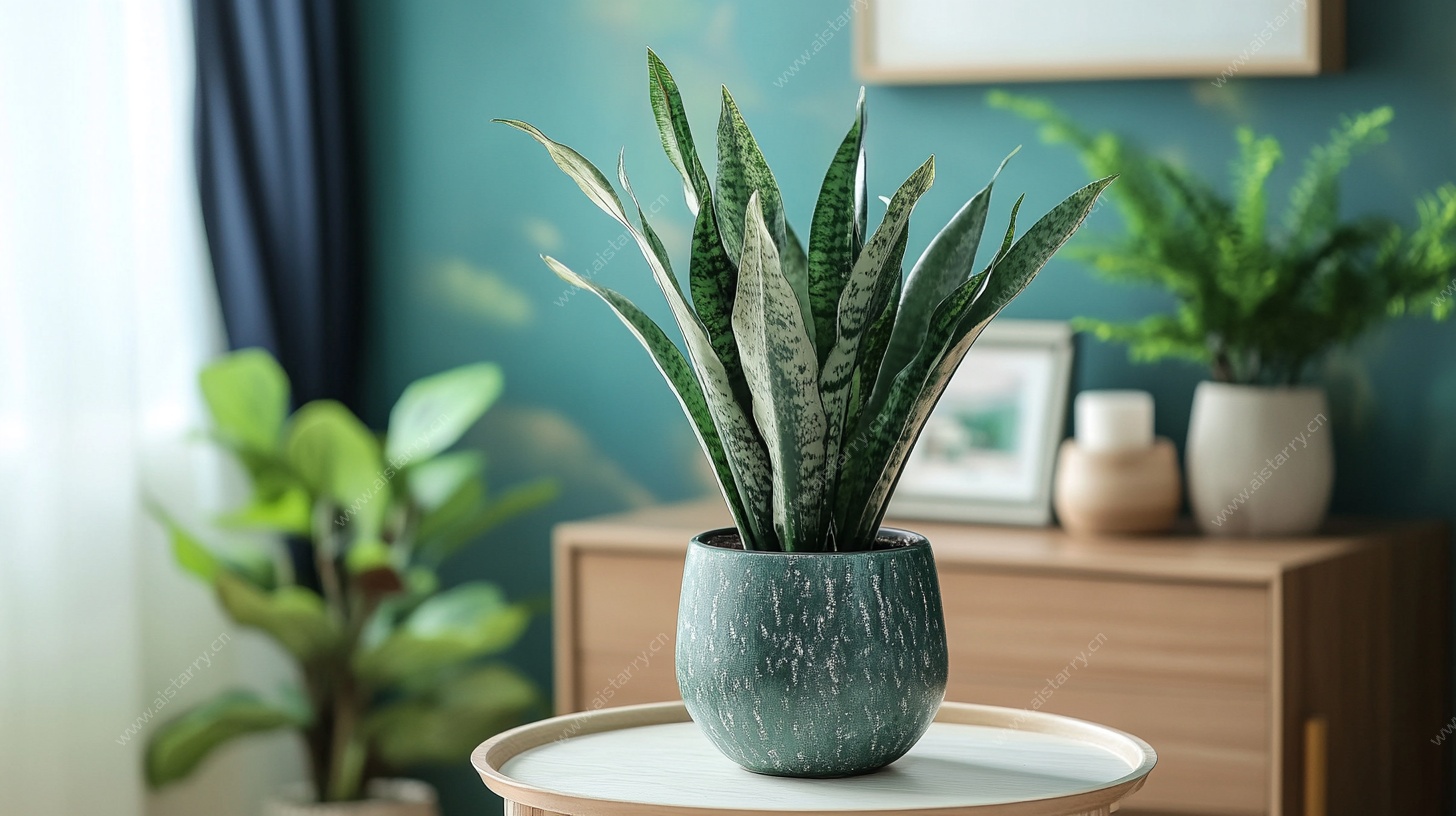 室内虎皮兰盆栽装饰图