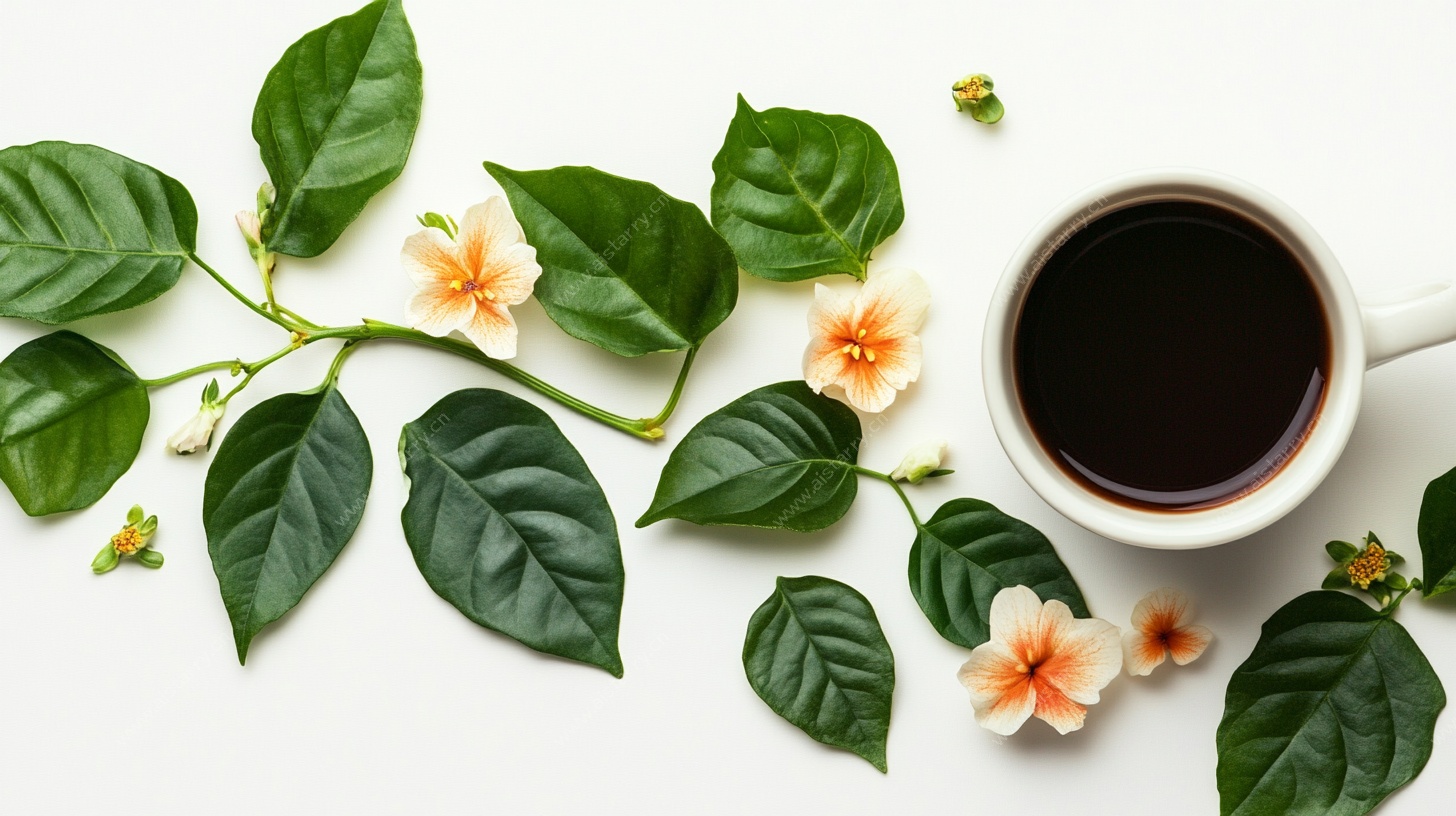 咖啡与花卉绿植的惬意组合