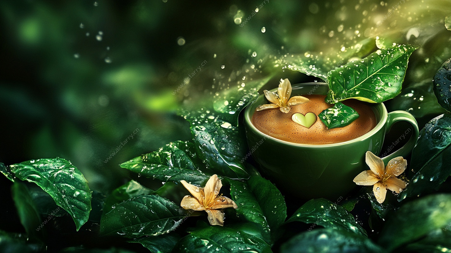 绿叶环绕的温馨花茶