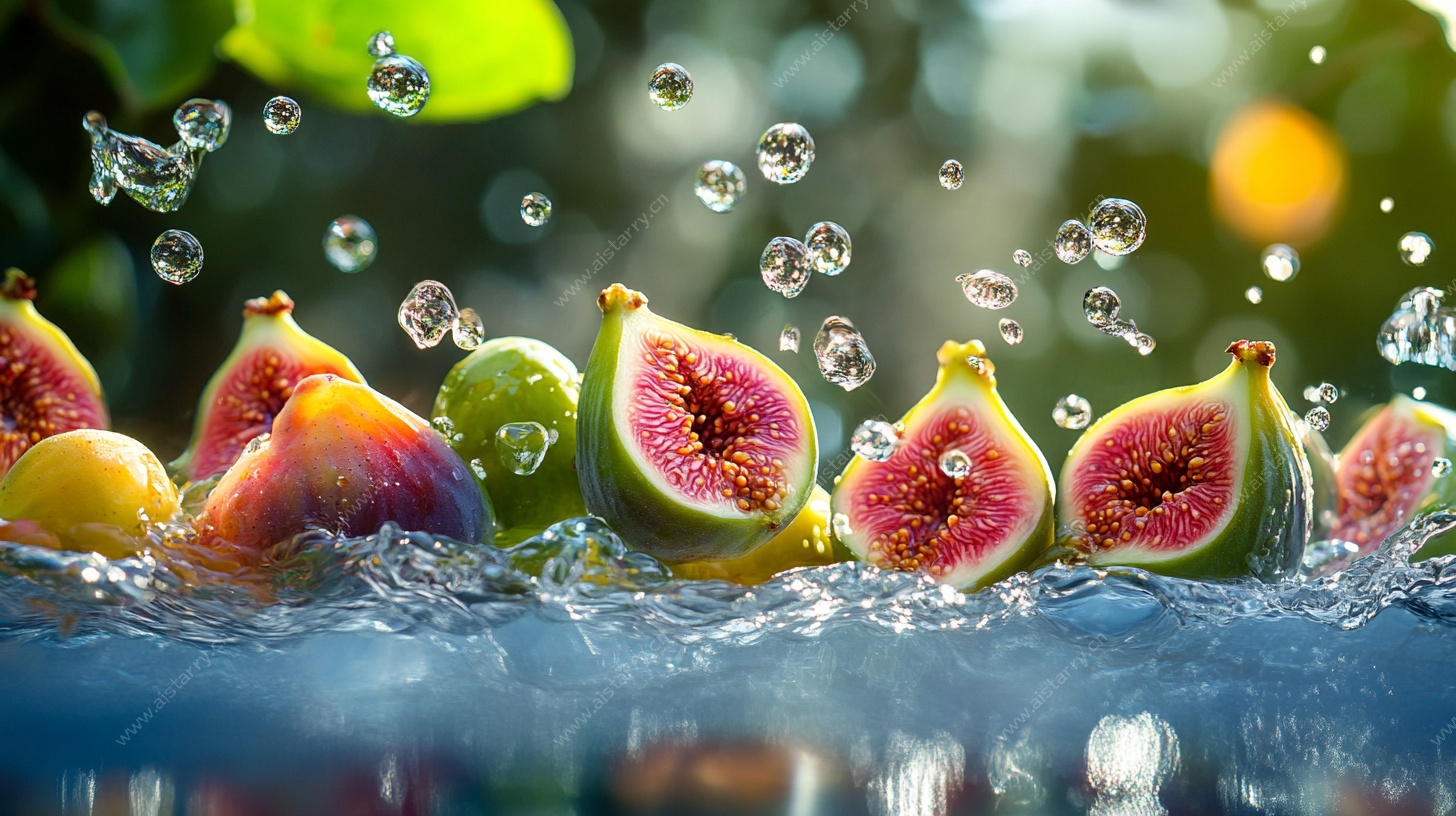 无花果入水瞬间的清新画面