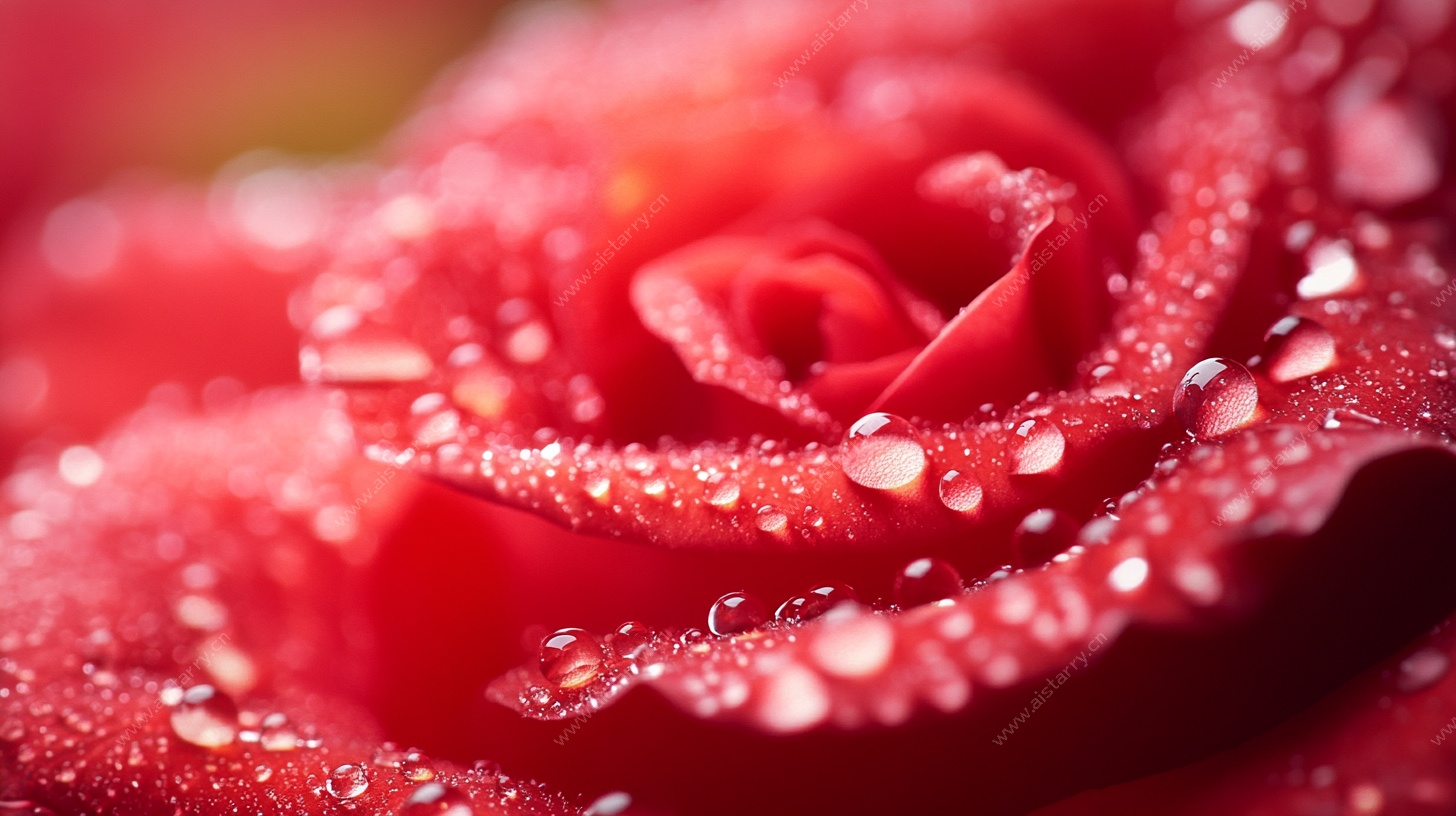 带水珠的娇艳红玫瑰